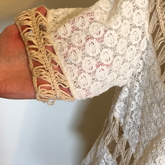 Umgee Tan/Cream Crochet/Macrame Boho Tunic Sz M - Picture 8 of 8